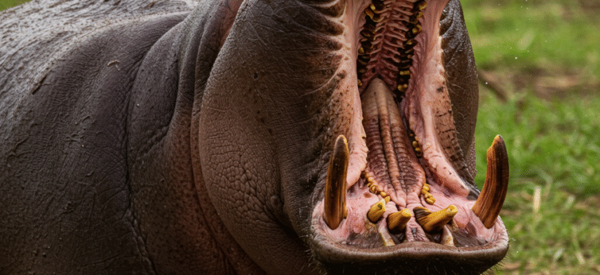 Hippo Blood Sweat and Their Massive Canine Teeth